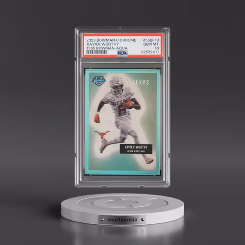 2023 Bowman University Chrome 1955 Bowman #55BF13 Xavier Worthy - Aqua Refractor (PSA 10 GEM MINT)