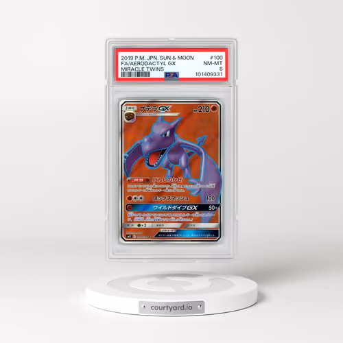 2019 Pokémon Sun & Moon Miracle Twins #100 Aerodactyl GX - Holo Full Art (PSA 8 NM-MT)