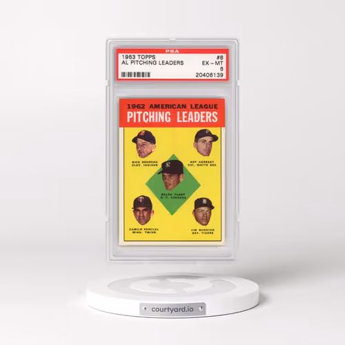 1963 Topps #8 AL Pitching Leaders (PSA 6 EX-MT)