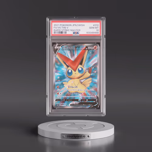 2021 Pokémon Sword & Shield Rapid Strike Master #072 Victini V - Holo Full Art (PSA 10 GEM MINT)