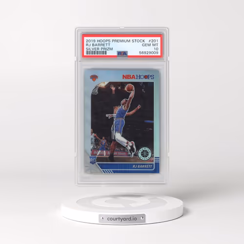 2019 Panini Hoops Premium Stock #201 RJ Barrett - Silver Prizm (PSA 10 GEM MINT)