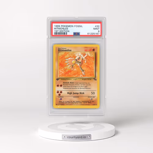1999 Pokémon Fossil #22 Hitmonlee - 1st Edition (PSA 9 MINT)