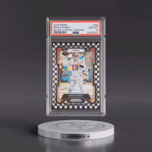 2023 Panini Prizm #266 Brock Purdy - Black & White Checker (PSA 10 GEM MINT)