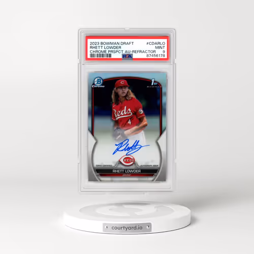 2023 Bowman Draft Chrome Prospect Autograph #CDARLO Rhett Lowder - Refractor (PSA 9 MINT)