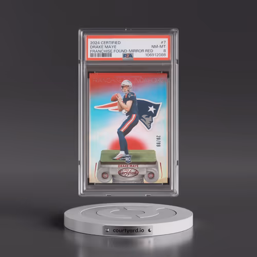 2024 Panini Certified Franchise Foundations #7 Drake Maye - Mirror Red (PSA 8 NM-MT)