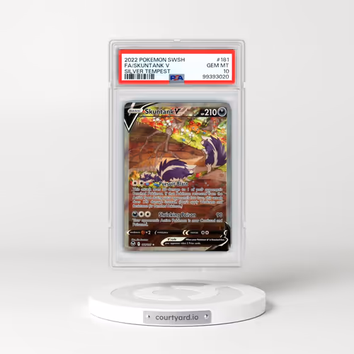 2022 Pokémon Sword & Shield Silver Tempest #181 Skuntank V - Holo Full Art (PSA 10 GEM MINT)