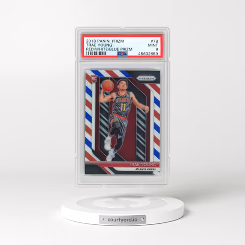 2018 Panini Prizm #78 Trae Young - Red/White/Blue Prizm (PSA 9 MINT)