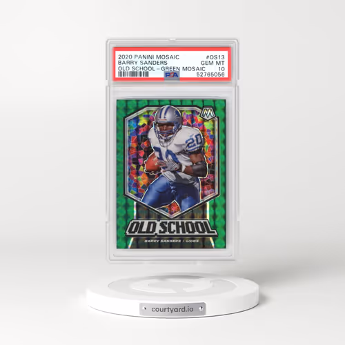2020 Panini Mosaic Old School #OS13 Barry Sanders - Green Mosaic (PSA 10 GEM MINT)