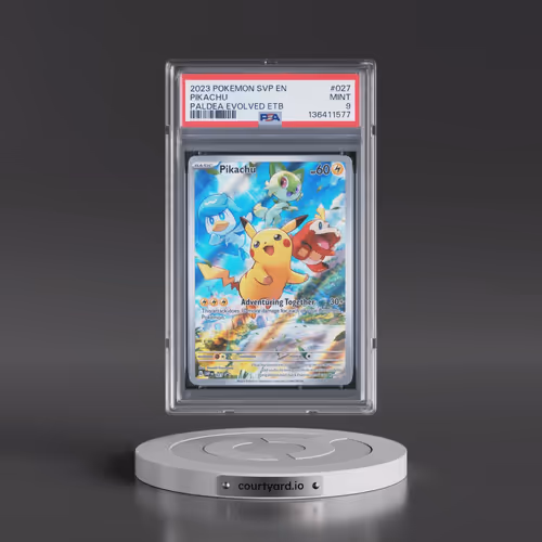 2023 Pokémon Svp EN-SV Black Star Promo #027 Pikachu - Paldea Evolved Elite Trainer Box (PSA 9 MINT)