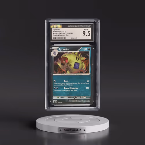 2023 Paldea Evolved - PAL EN #135/193 Tyranitar - Triple Whammy Tin (Cosmos Holo) (CGC 9.5 MINT+)