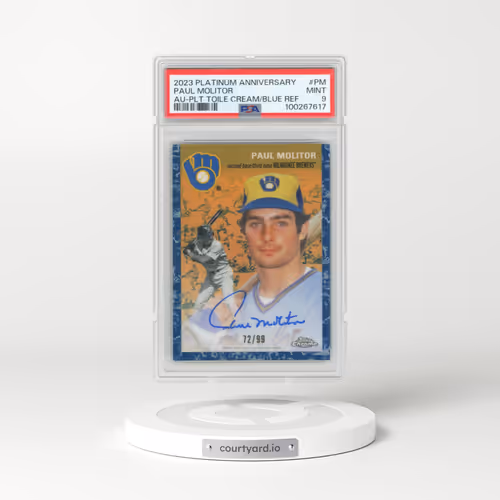 2023 Topps Chrome Platinum Anniversary Autographs #PM Paul Molitor - Platinum Toile Cream/Blue Refractor (PSA 9 MINT)