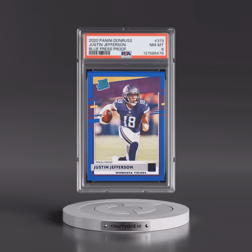 2020 Panini Donruss #313 Justin Jefferson - Blue Press Proof (PSA 8 NM-MT)