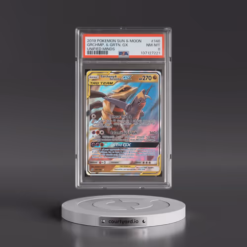 2019 Pokémon Sun & Moon Unified Minds #146 Garchomp & Giratina GX - Holo (PSA 8 NM-MT)