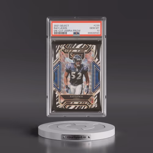 2021 Panini Select #239 Ray Lewis - Die-Cut Zebra Prizm (PSA 10 GEM MINT)