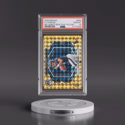 2023 Panini Mosaic NFL Debut #ND3 CJ Stroud - Reactive Yellow (PSA 10 GEM MINT)
