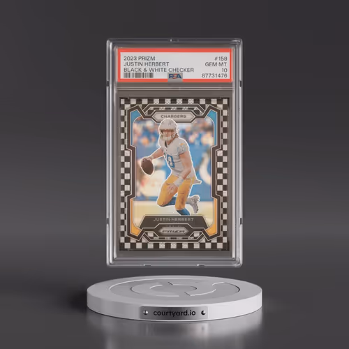 2023 Panini Prizm #158 Justin Herbert - Black & White Checker (PSA 10 GEM MINT)