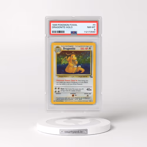 1999 Pokémon Fossil #4 Dragonite - Holo (PSA 8 NM-MT)