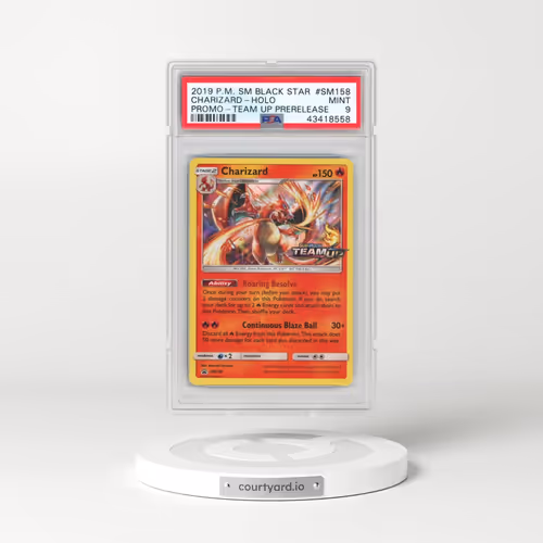 2019 Pokémon SM Black Star Promo #SM158 Charizard - Holo Team Up Prerelease (PSA 9 MINT)