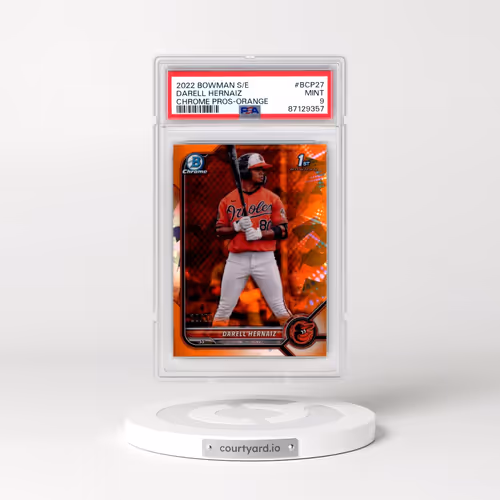 2022 Bowman Sapphire Edition Chrome Prospects #BCP27 Darell Hernaiz - Orange (PSA 9 MINT)