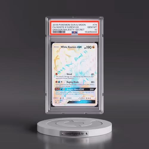 2018 Pokémon Sun & Moon Dragon Majesty #74 White Kyurem GX - Holo Full Art Secret (PSA 10 GEM MINT)
