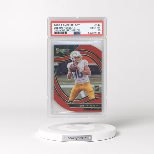 2020 Panini Select #344 Justin Herbert - Die-Cut Red Prizm (PSA 10 GEM MINT)
