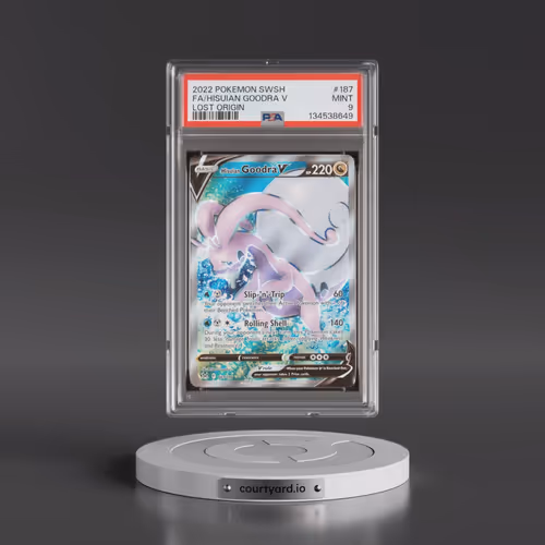 2022 Pokémon Sword & Shield Lost Origin #187 Hisuian Goodra V - Holo Full Art (PSA 9 MINT)