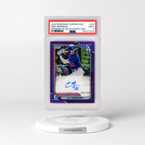 2024 Bowman Mega Box Chrome Bowman Prospect Mega Autographs #EM Emil Morales - Purple Refractor (PSA 9 MINT)