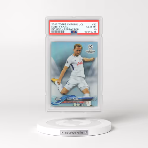 2017 Topps Chrome UEFA Champions League #52 Harry Kane - Kicking-Refractor (PSA 10 GEM MINT)