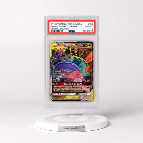 2019 Pokémon Sun & Moon Cosmic Eclipse #158 Naganadel & Guzzlord GX - Holo (PSA 8 NM-MT)