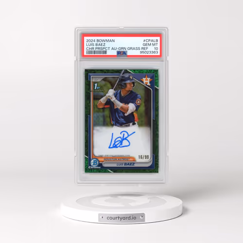 2024 Bowman Chrome Prospect Autographs #CPALB Luis Baez - Green Grass Refractor (PSA 10 GEM MINT)