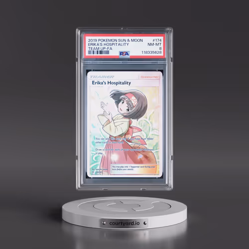 2019 Pokémon Sun & Moon Team Up #174 Erika's Hospitality - Full Art (PSA 8 NM-MT)