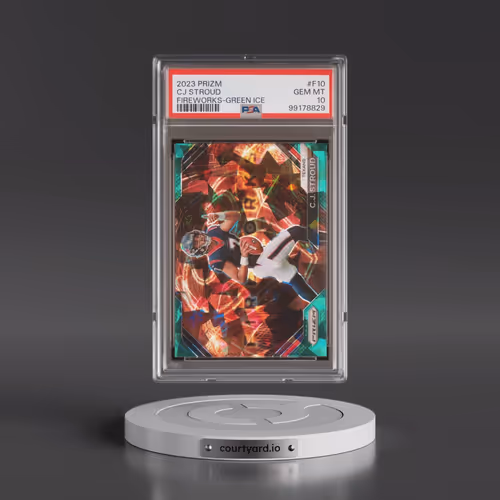 2023 Panini Prizm Fireworks #F10 CJ Stroud - Green Ice (PSA 10 GEM MINT)