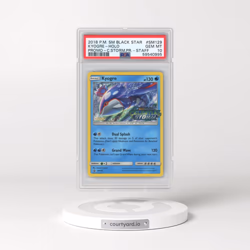 2018 Pokémon SM Black Star Promo #SM129 Kyogre - Holo Celestial Storm Prerelease-Staff (PSA 10 GEM M