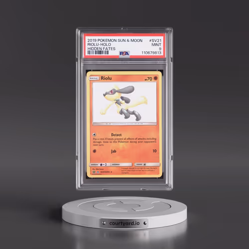 2019 Pokémon Sun & Moon Hidden Fates #SV21 Riolu - Holo (PSA 9 MINT)