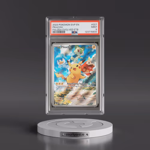 2023 Pokémon Svp EN-SV Black Star Promo #027 Pikachu - Paldea Evolved Elite Trainer Box (PSA 9 MINT)