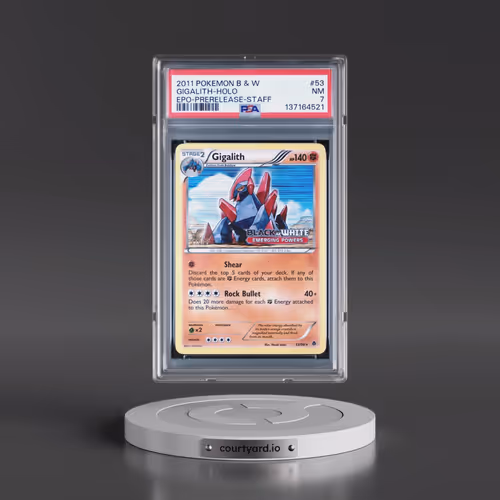 2011 Pokémon Black & White Emerging Powers #53 Gigalith - Holo Prerelease-Staff (PSA 7 NM)