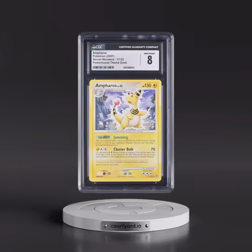 2007 Secret Wonders #1/132 Ampharos - Non-Holo Powerhouse Theme Deck (CGC 8 NM-MT)