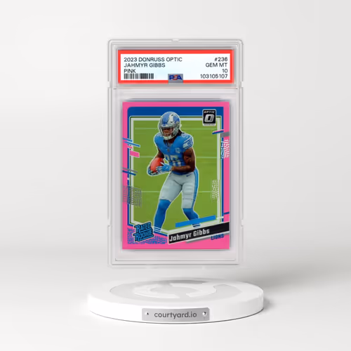 2023 Panini Donruss Optic #236 Jahmyr Gibbs - Pink (PSA 10 GEM MINT)