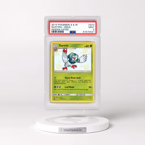 2019 Pokémon Sun & Moon Hidden Fates #SV3 Dartrix - Holo (PSA 9 MINT)