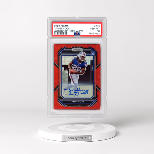 2022 Panini Prizm #319 James Cook - Autograph-Red Wave (PSA 10 GEM MINT)