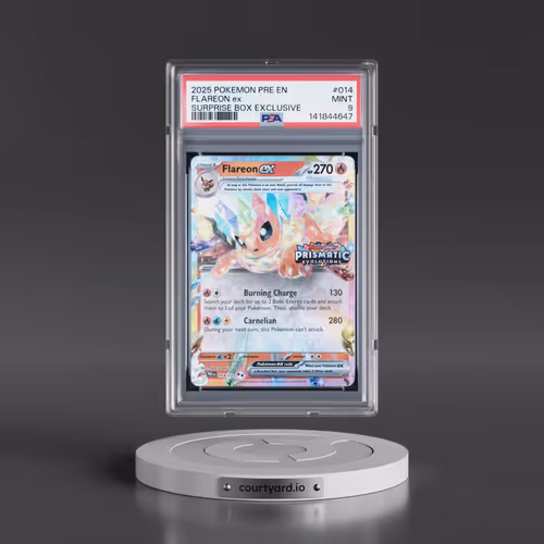 2025 Pokémon Pre EN-Prismatic Evolutions #014 Flareon EX - Holo Surprise Box Exclusive (PSA 9 MINT)