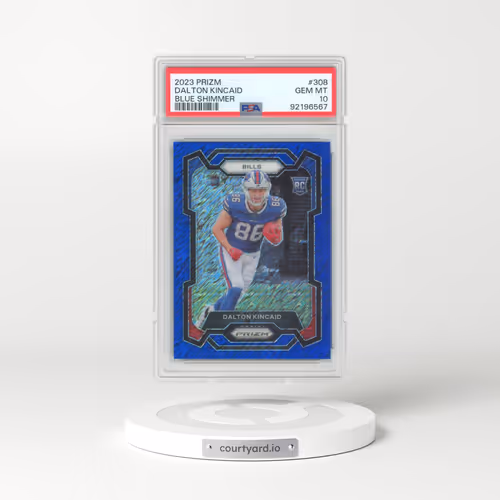 2023 Panini Prizm #308 Dalton Kincaid - Blue Shimmer (PSA 10 GEM MINT)