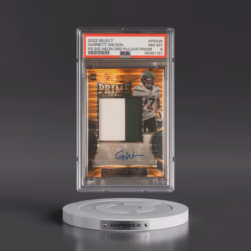 2022 Panini Select Prime Selections Signatures #PSGW Garrett Wilson - Neon Orange Pulsar Prizm (PSA