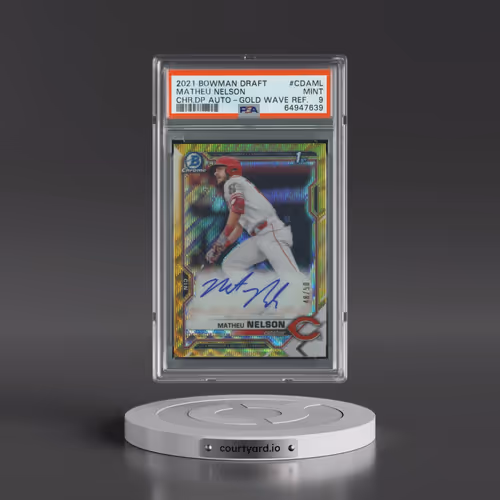 2021 Bowman Draft Chrome Draft Pick Autographs #CDAML Matheu Nelson - Gold Wave Refractor (PSA 9 MIN
