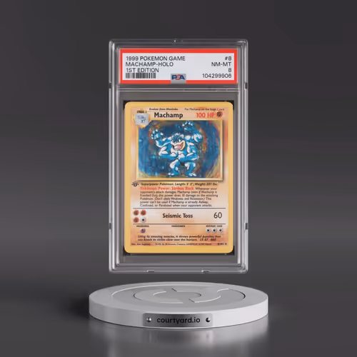 1999 Pokémon Game #8 Machamp - 1st Edition Holo (PSA 8 NM-MT)