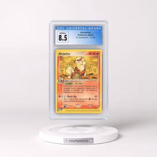 2003 EX Sandstorm (2003 Copyright, w/ "e" Symbol) #15/100 Arcanine (CGC 8.5 NM-MT+)