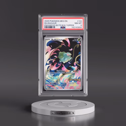 2025 Pokémon Meg EN-Mega Evolution #133 Bulbasaur - Enhanced Booster Box Topper (PSA 8 NM-MT)