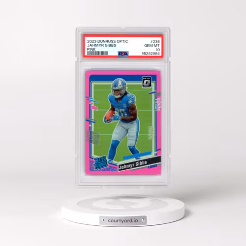 2023 Panini Donruss Optic #236 Jahmyr Gibbs - Pink (PSA 10 GEM MINT)