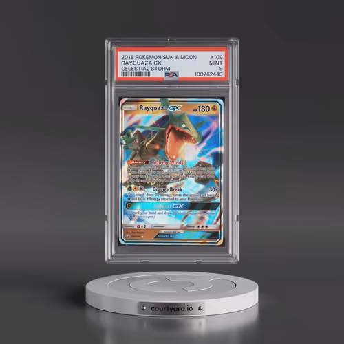 2018 Pokémon Sun & Moon Celestial Storm #109 Rayquaza GX - Holo (PSA 9 MINT)