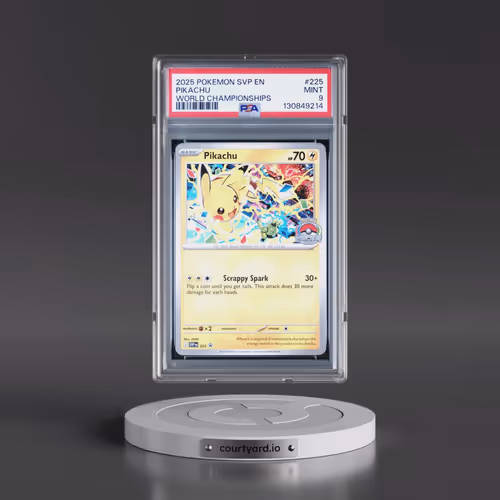 2025 Pokémon Svp EN-SV Black Star Promo #225 Pikachu - World Championships (PSA 9 MINT)